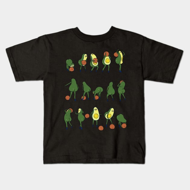 DBall over the shoulder with Avocado Kids T-Shirt by huebucket